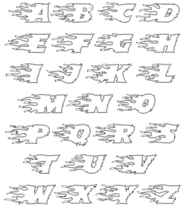 Flames font DXF vectors DWG AutoCAD file