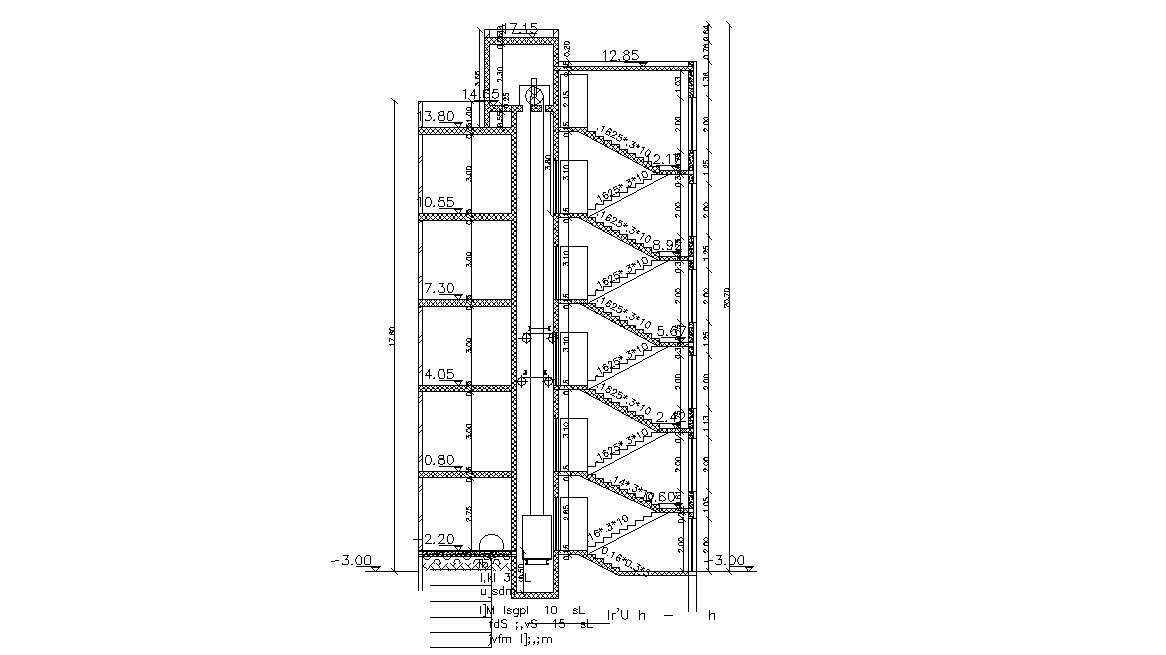 Flat Building Section Of Stair Design AutoCAD File 