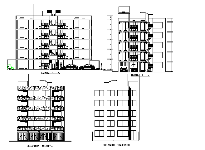 Flat front elevation detail