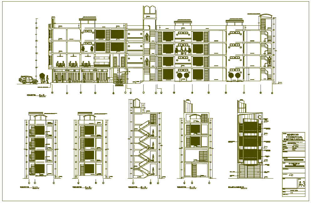 Flats building dwg file