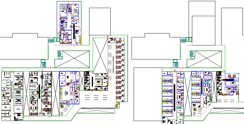 Floor Plan of Multi-Flooring Private Hospital Project dwg file