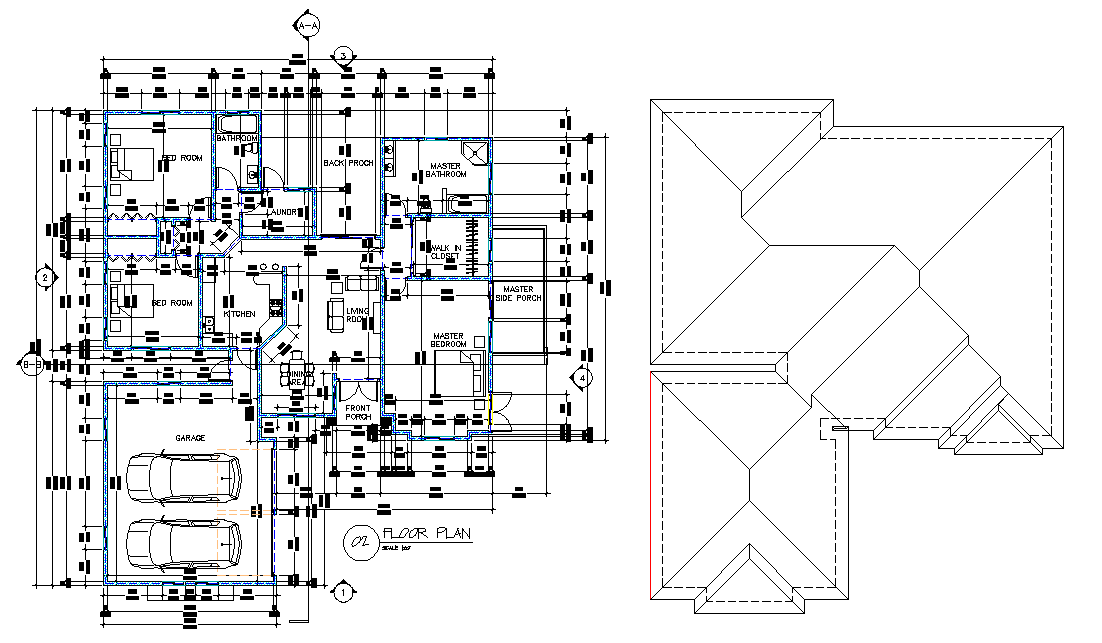 Floor and roof plan dwg file