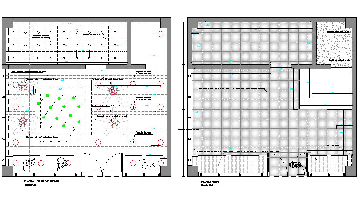 Floor plan and ceiling plan detail dwg file