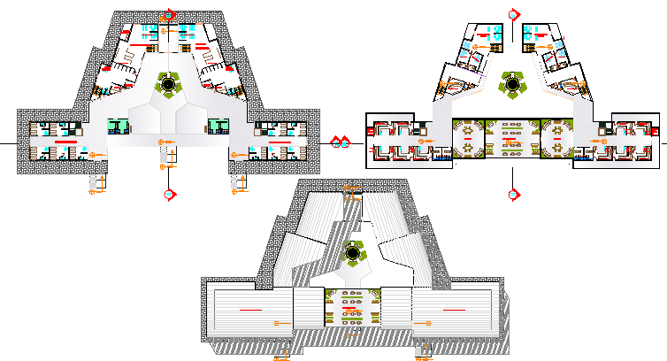 Floor plan layout details of community service center dwg file