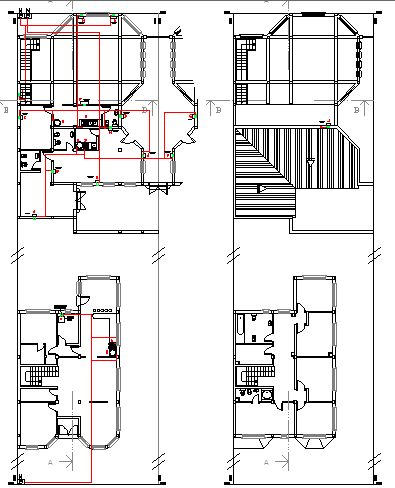 Floor plan layout with gas installation details of housing dwg file