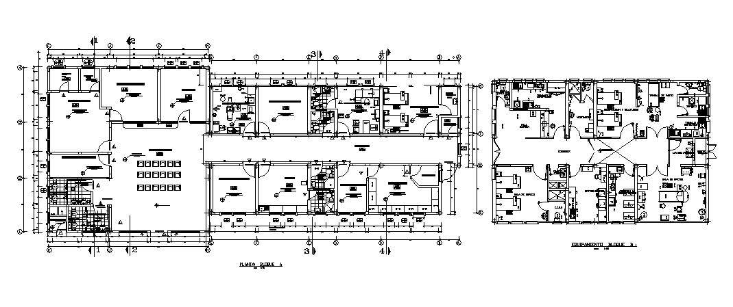 Floor plan of clinic with  architectural view in autocad