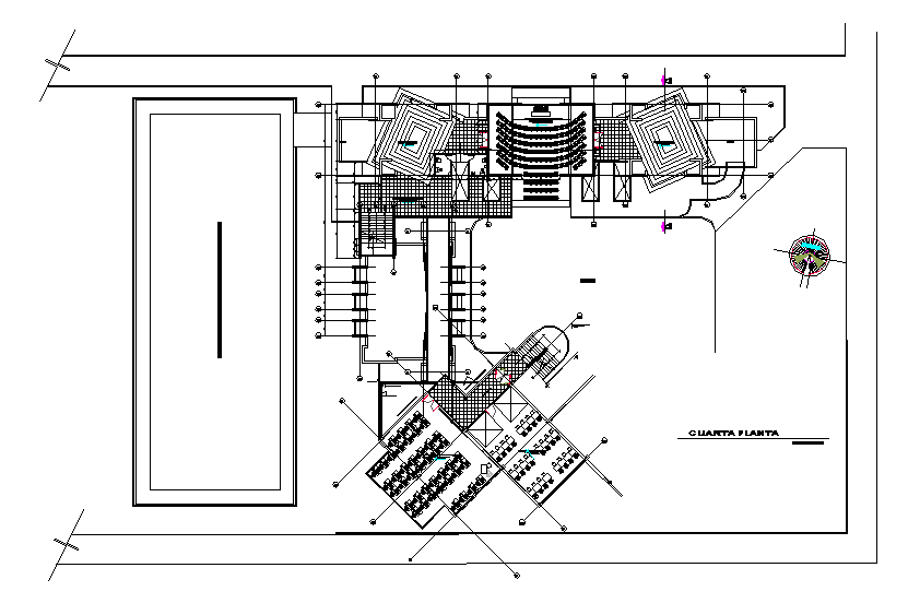 Floor plan of commercial building dwg file .