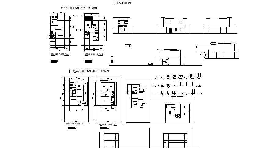 Floor plan of home 6.00mtr x 10.00mtr with section and elevation in AutoCAD file