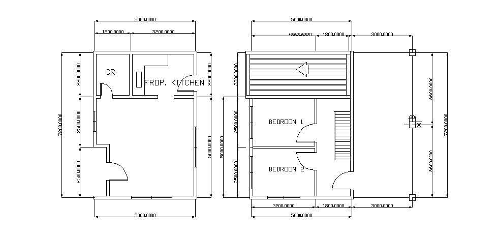 Floor plan of house with detail dimension in dwg file 