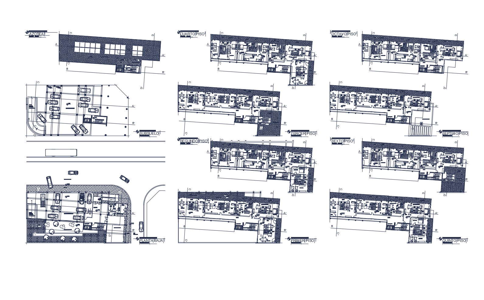 Floor plan of the house design with furniture detail in AutoCAD 