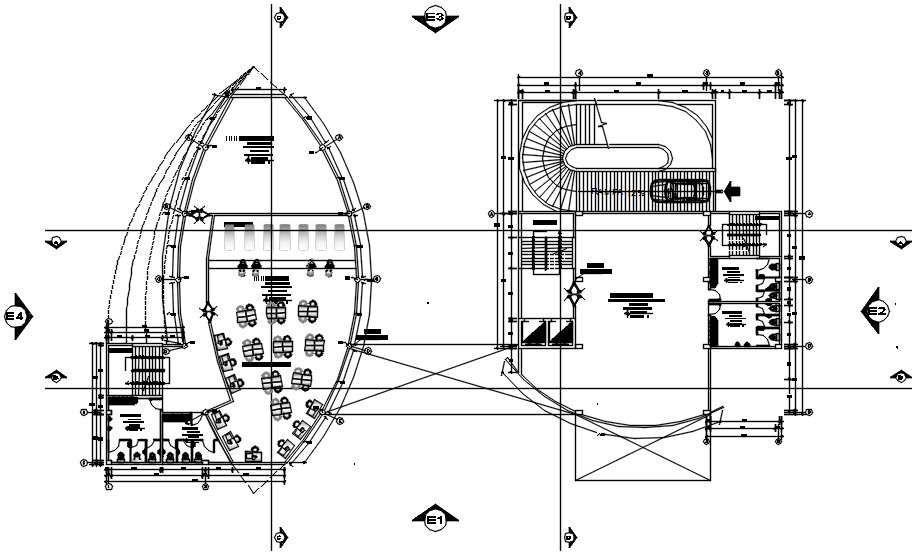 Floor plan of the office building with detail dimension in AutoCAD