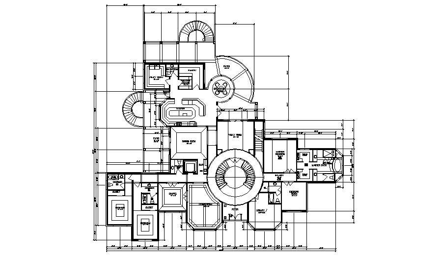 Floor plan of the residential bungalow in autocad