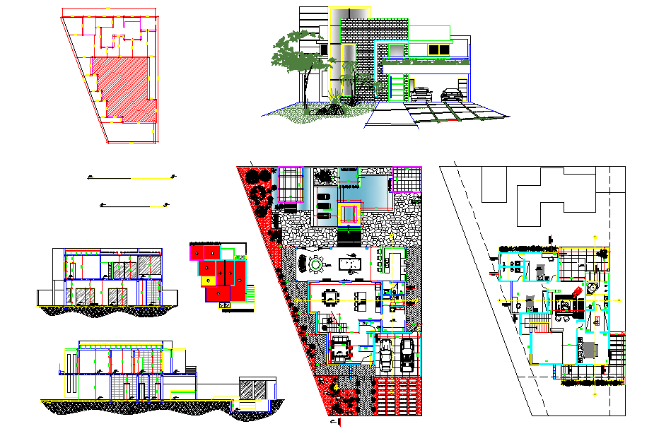 Floor plans two levels plan detail dwg file
