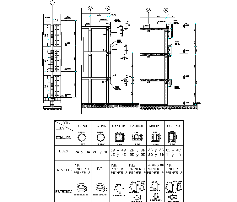 Floor wise  sectional detailing 