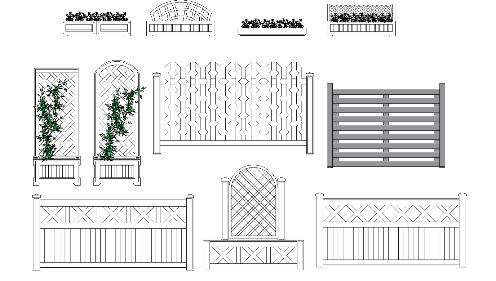 Flower beds and Fence plan detail dwg.