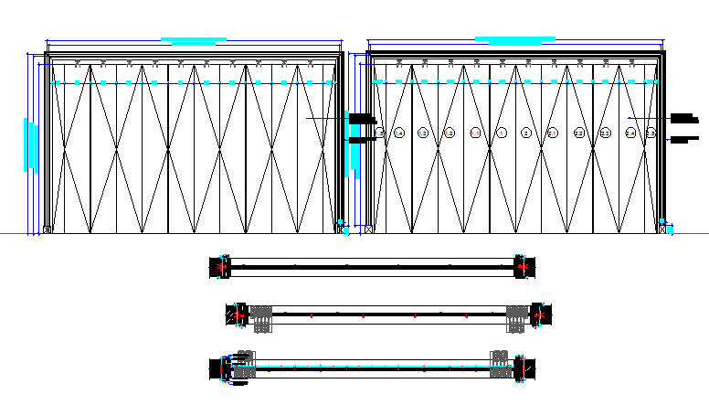 Folding door detail section dwg file