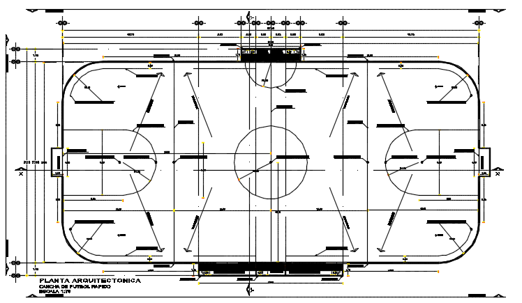 Football court plan detail dwg file