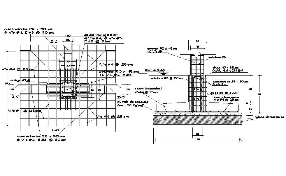 Footing Design CAD plan download