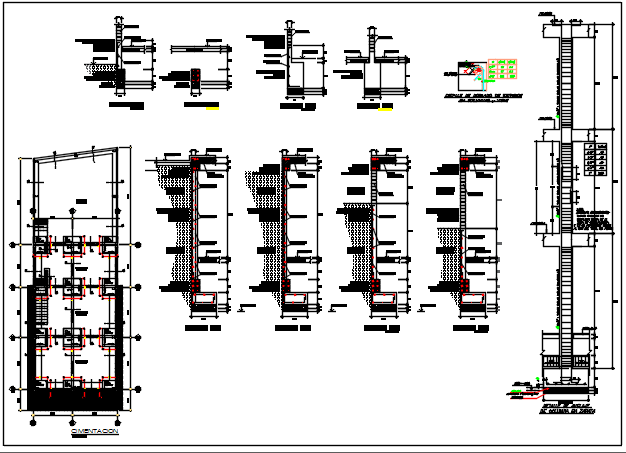 Footing plan and T beam detail dwg file