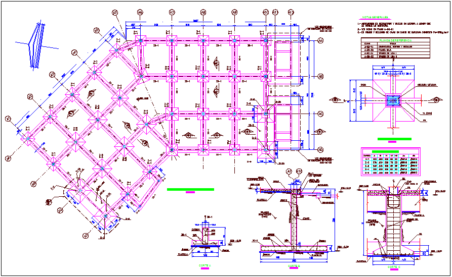 Footing view of foundation plan dwg file