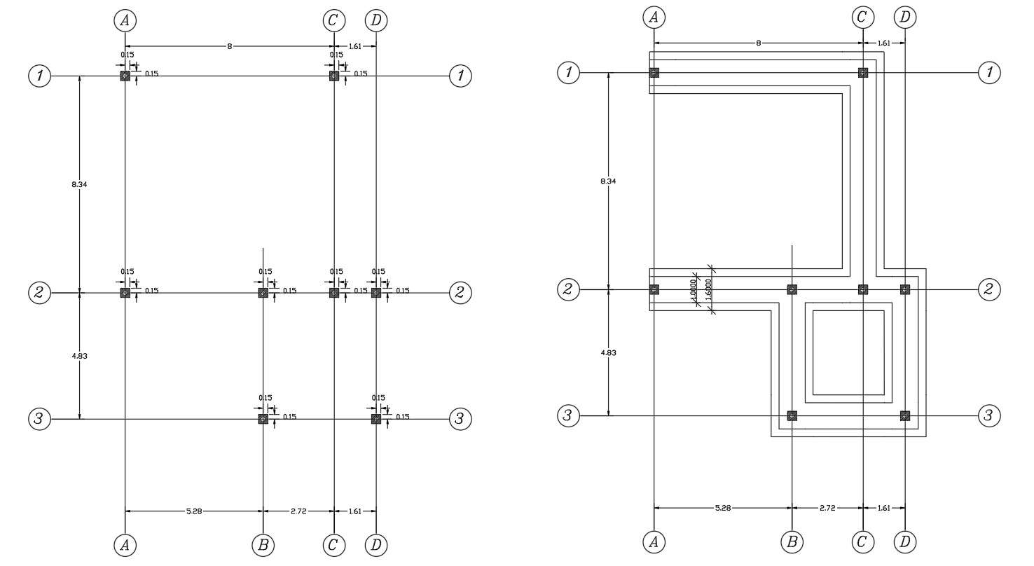 Footing layout details plan in AutoCAD, dwg file.
