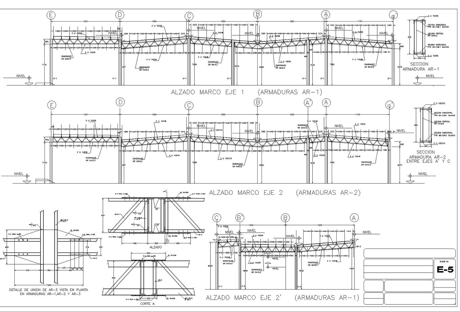 Forges square constructive detail plan detail dwg file.