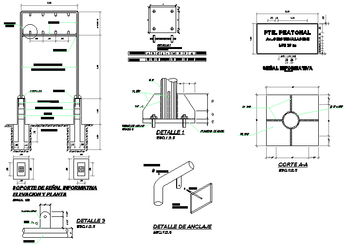 Foundation Garou bridge plan detail dwg file