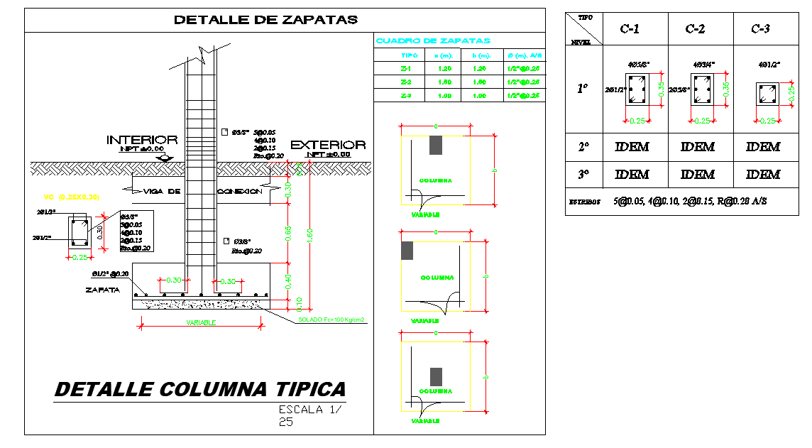 Foundation and column autocad file