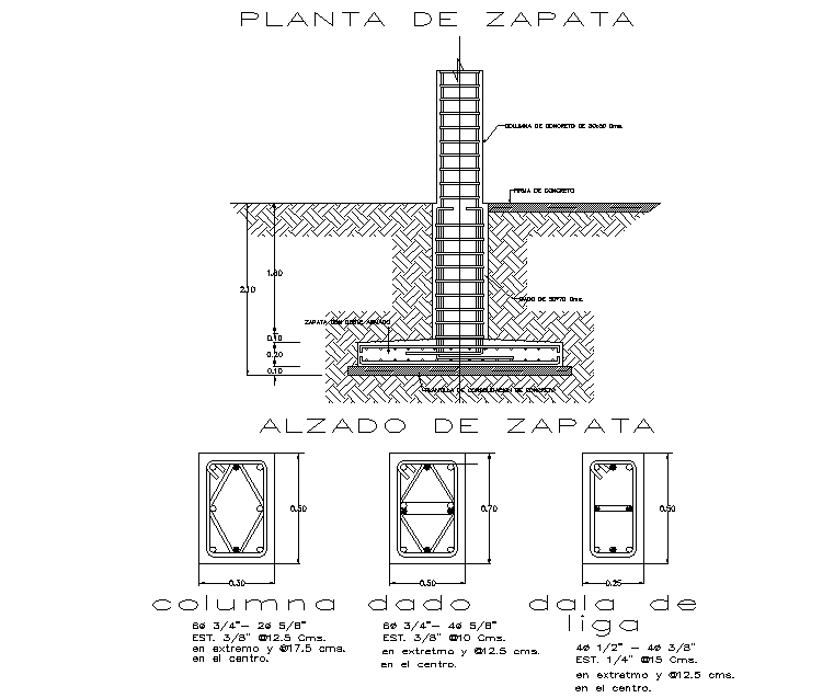 Foundation and column section autocad file