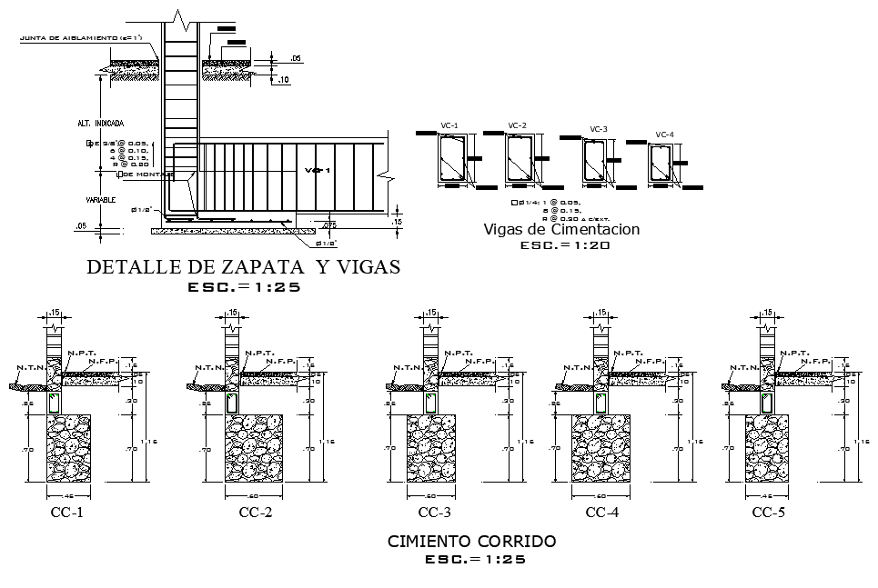 Foundation and column section detail dwg file