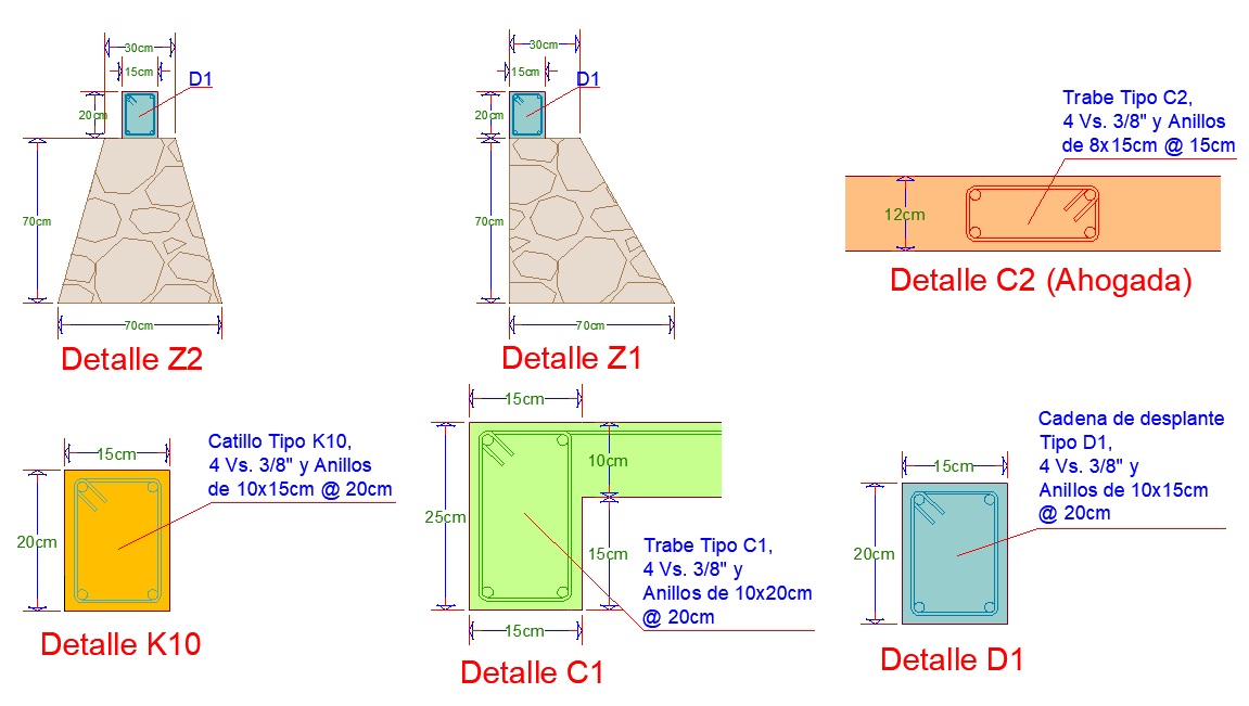 Foundation and column section plan detail dwg file
