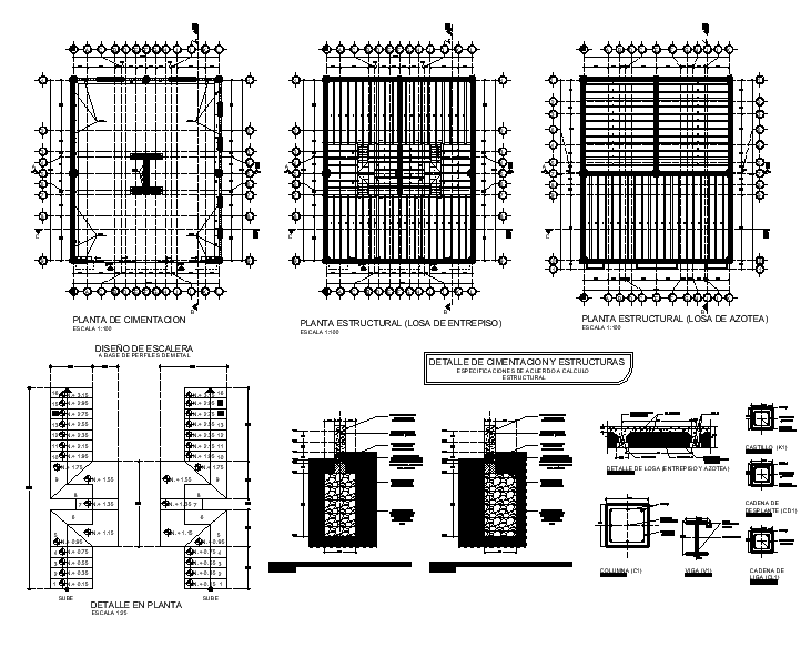 Foundation With Structure Plan Detail In AutoCAD File