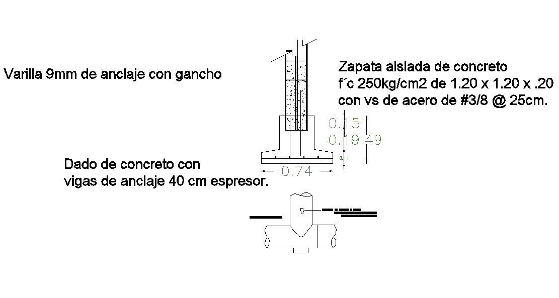 Foundation and pipe section detail layout file