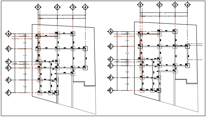 Foundation center line plan detail dwg file