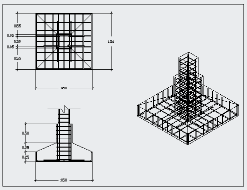 Foundation detail drawing of shoe foot block design drawing