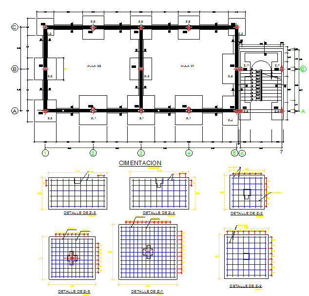 Foundation plan and elevation detail dwg file
