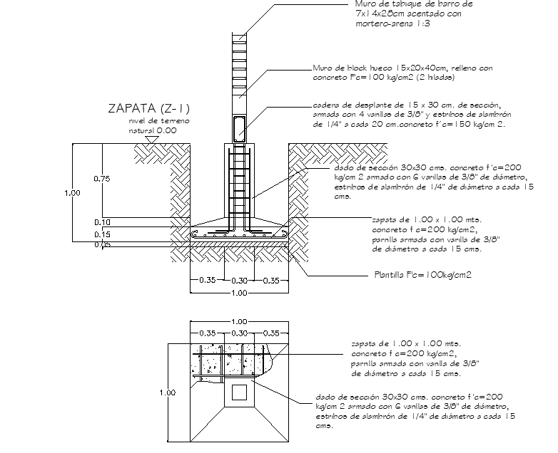 Foundation plan and section detail