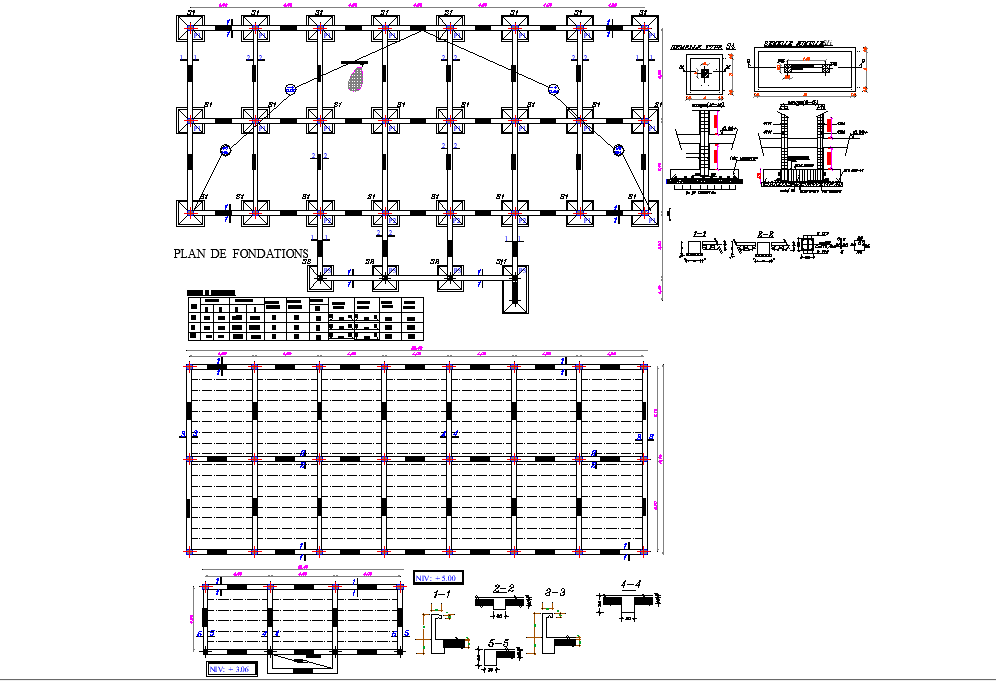 Foundation plan and section detail