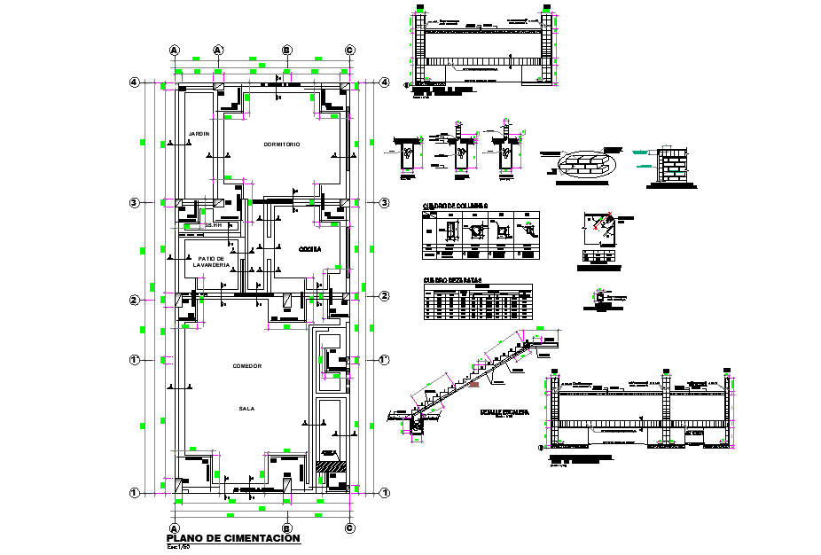 Foundation plan and section detail autocad file
