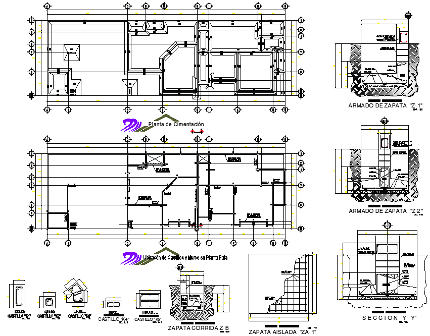 Foundation plan and section detail autocad file
