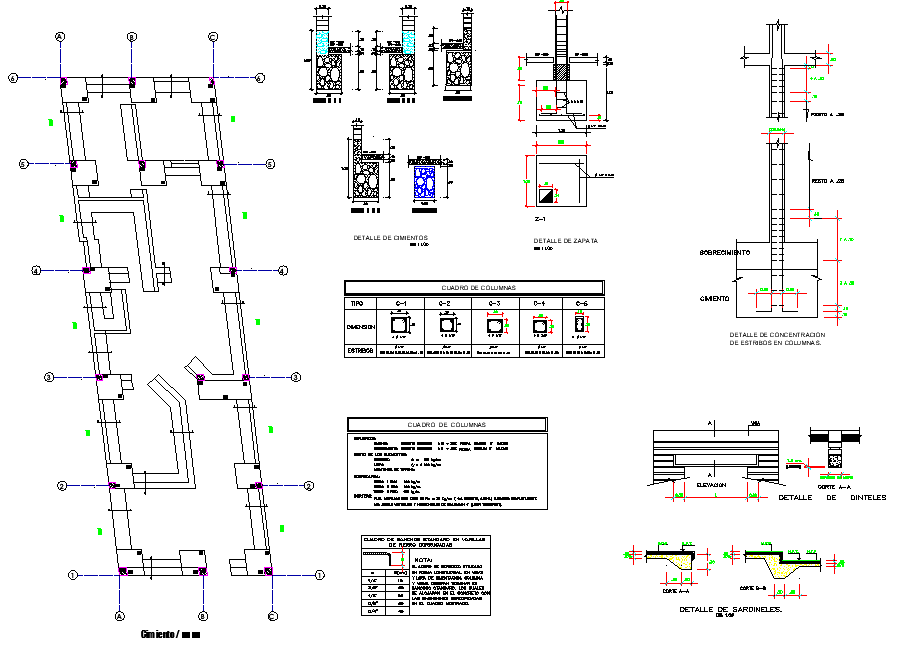 Foundation plan and section detail autocad file