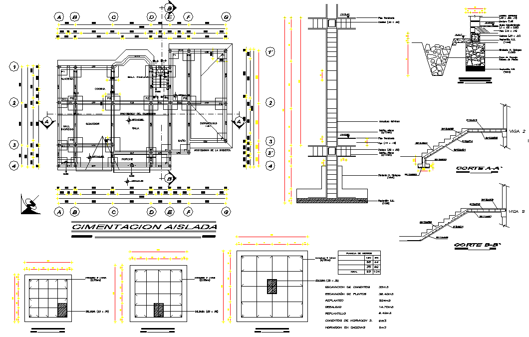 Foundation plan and section detail dwg file