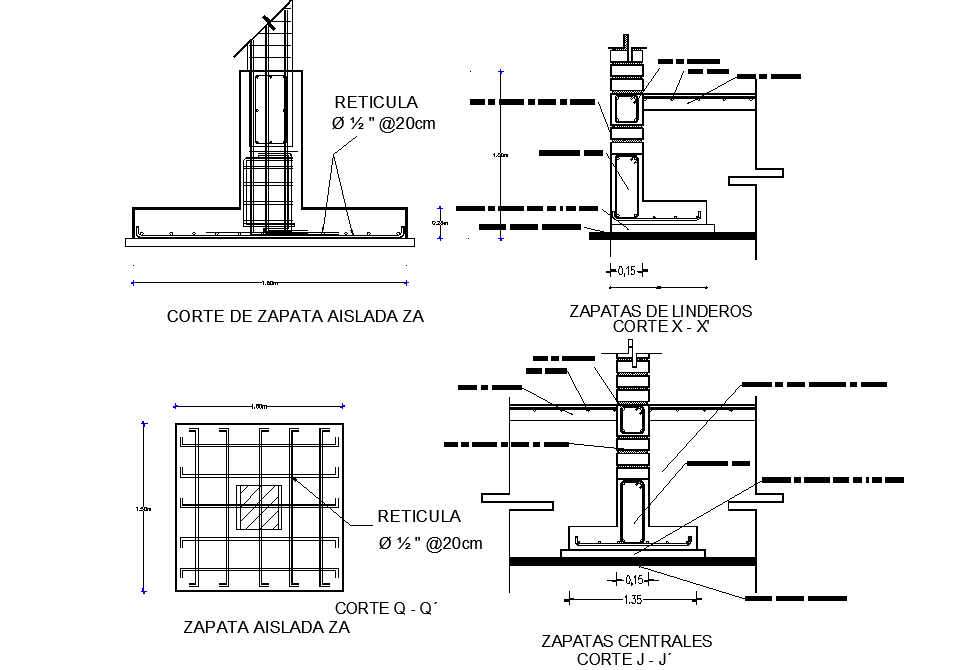 Foundation plan and section detail dwg file