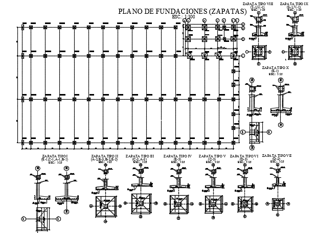 Foundation plan and section detail dwg file
