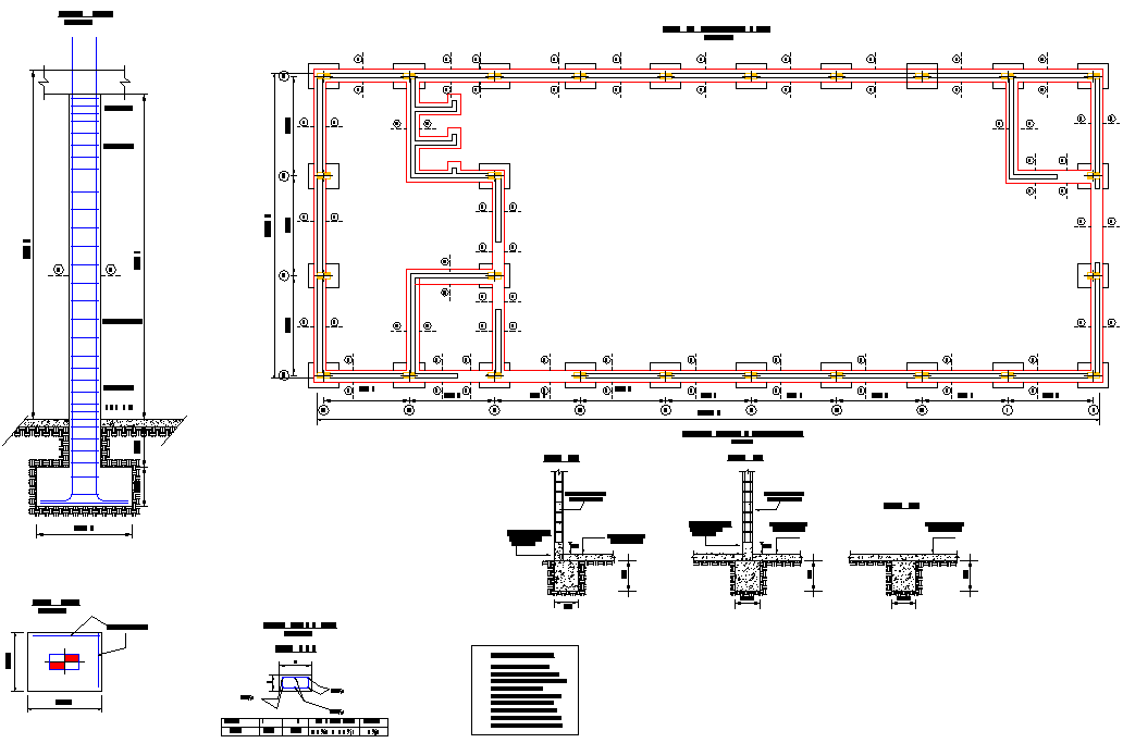 Foundation plan and section detail dwg file