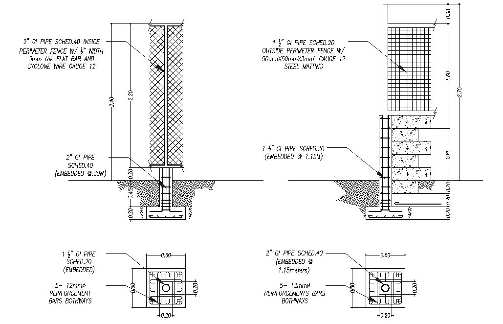 Foundation plan and section detail dwg file