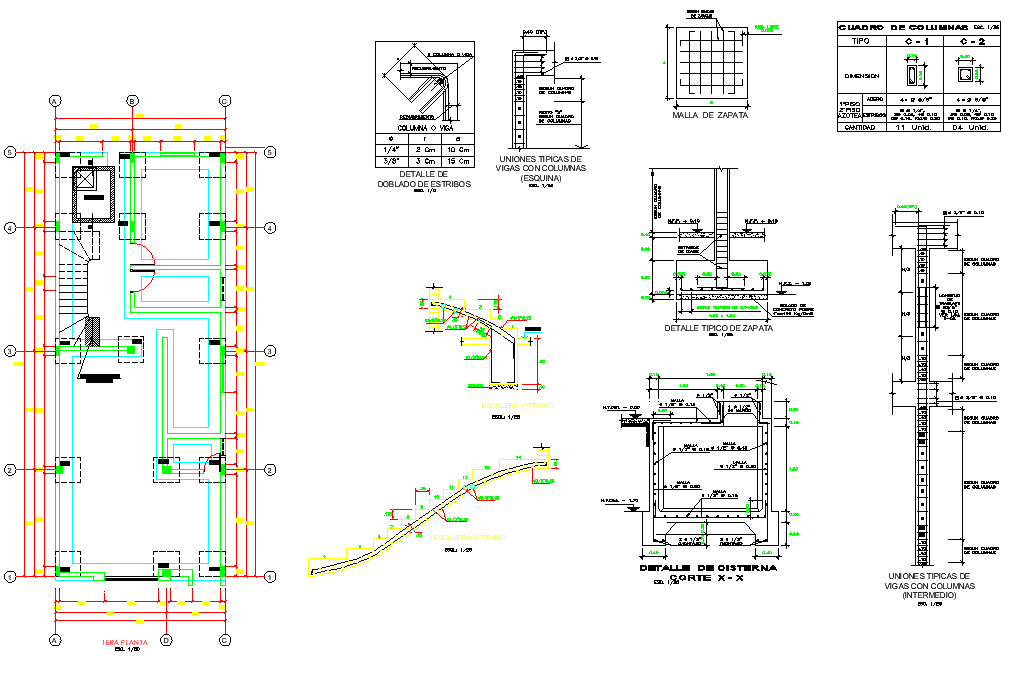 Foundation plan and section detail dwg file