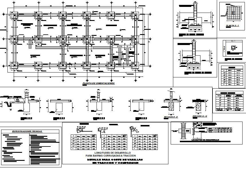 Foundation plan and section detail dwg file
