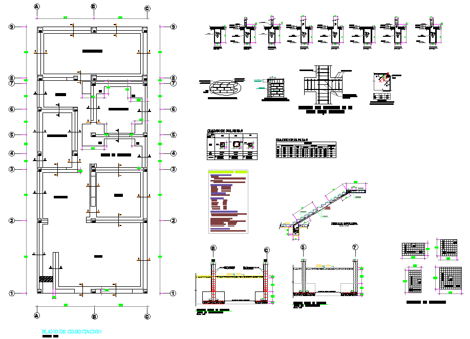 Foundation plan and section detail dwg file