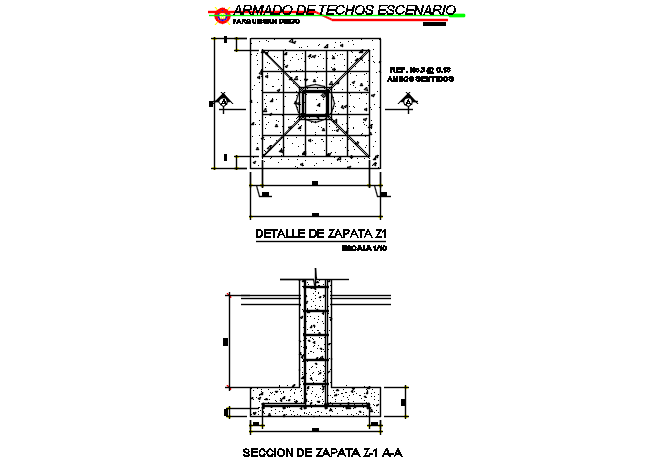 Foundation plan and section detail dwg file